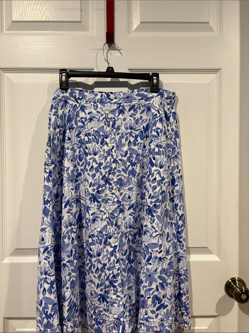 Blue Floral Button-Front Women's Skirt